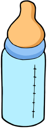 A bottle with a teat for infants Game