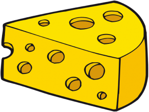 A piece of cheese, gruyere or emmentaler Game