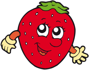 A strawberry with face and arms Game