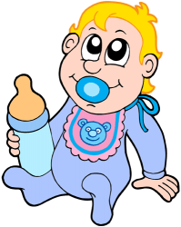 Baby with the pacifier and the baby bottle Game