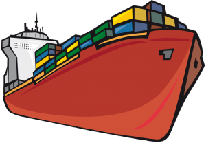 Cargo ship transporting containers. Freighter Game
