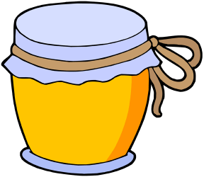 Honey jar. The honey is made by bees Game