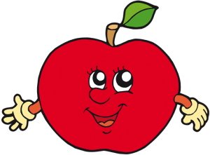 Red apple with face and arms Game