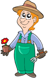 The gardener works with flowers, plants, trees Game