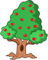 Tree with fruits at summer Game