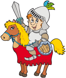 Warrior with armour and sword on horseback Game