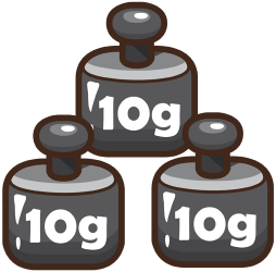 Weights of ten grams to equilibrate the balance Game