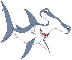 A hammerhead shark, shark with head as a hammer Game