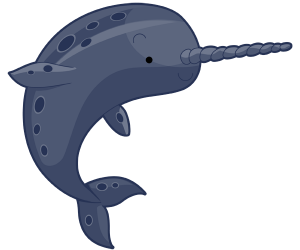 A narwhal, a whale with long helical tusk Game