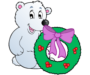 A polar bear and a Christmas wreath Game