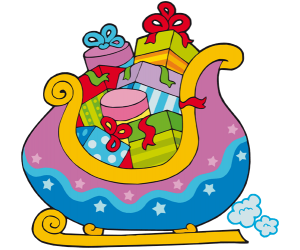 A sled loaded with Christmas gifts Game