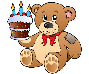 A teddy bear with a birthday cake Game
