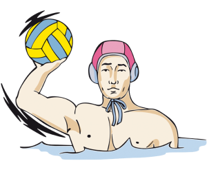 A water polo player with the ball in hand Game