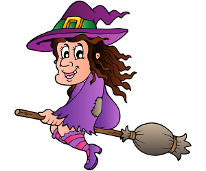 A witch flying on her magic broomstick Game