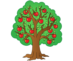 An apple tree at the autumn harvest Game