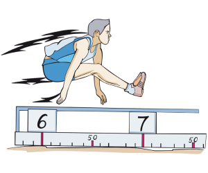 An athlete on flight in a long jump Game