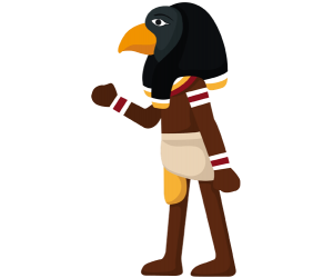 An egyptian god with a black bird head Game
