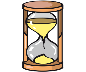 An hourglass, instrument for measuring time Game