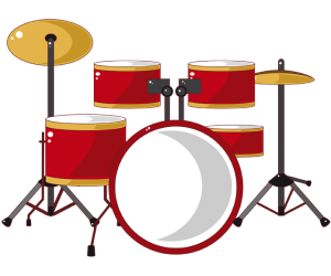 Drum kit, set of percussion instruments Game