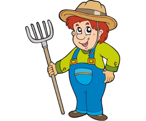 Farmer with a pitchfork, an agricultural tool Game
