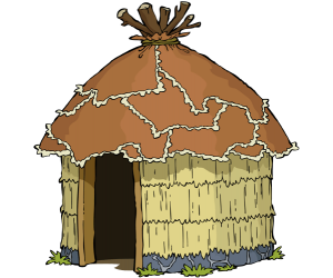 Hut of straw, traditional tribal house Game