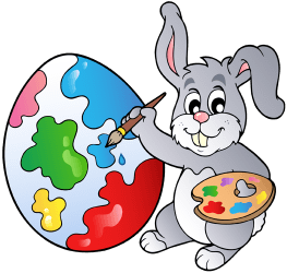 Painter rabbit decorates an easter egg Game