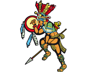Pre-columbian warrior with spear and shield Game