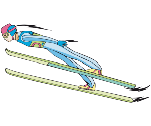 Ski jumping, a ski jumper in the flight Game