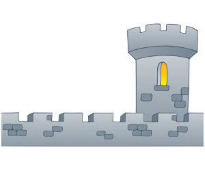 The defensive wall and a tower of the castle Game