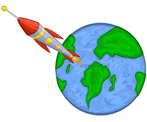 The launch of the rocket from the Earth Game