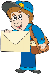The postman ready to deliver a large envelope Game
