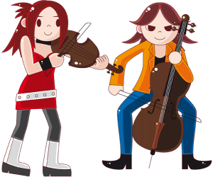 Two musicians with classical music instruments Game