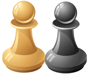 Two pawns, black pawn and white pawn Game