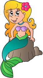Beautiful mermaid sitting on a rock Game