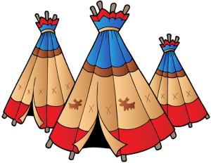 Camp of the Indian tribe with the tipis Game