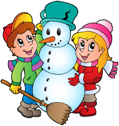 Children playing with the snow, the snowman Game