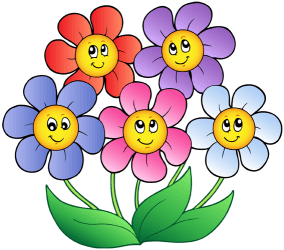 Five smiling and coloured flowers Game