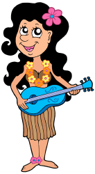 Hawaii woman playing the ukulele. Hawaiian Game