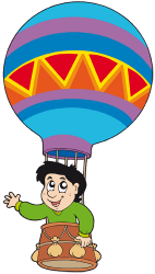 Hot air balloon in flight with a passenger Game