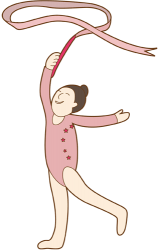Rhythmic gymnast in the ribbon exercise Game
