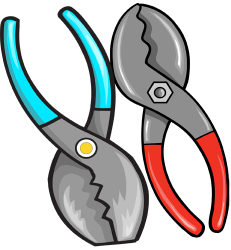 Two flat-nose pliers. Combination pliers Game