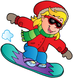 Young girl practicing snowboarding Game