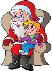 Young girl sitting on Santa Claus lap Game