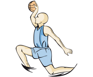 A basketball player in a slam dunk Game