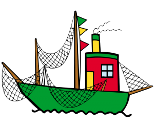 A boat with fishing nets Game