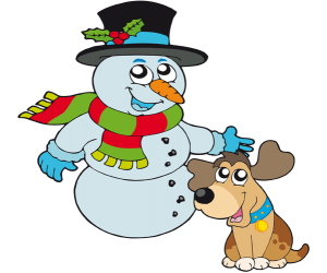 A dog with a snowman, two friends Game