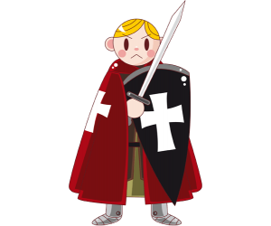 A knight templar with the cross on the shield Game
