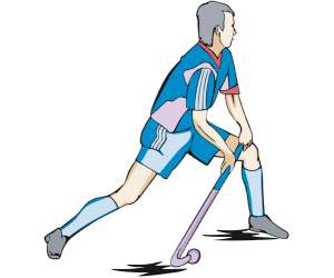 A player of field hockey with the stick Game