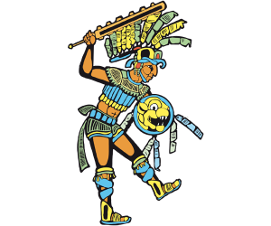 A pre-columbian warrior in a ritual dance Game