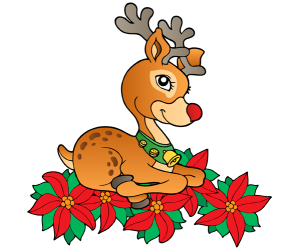 A reindeer over a bed of poinsettias Game